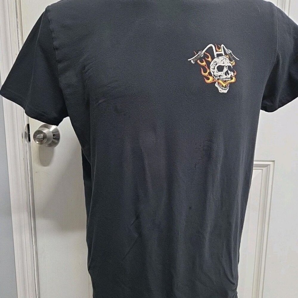 Wrangler Mens Medium TShirt Black Skull Biker